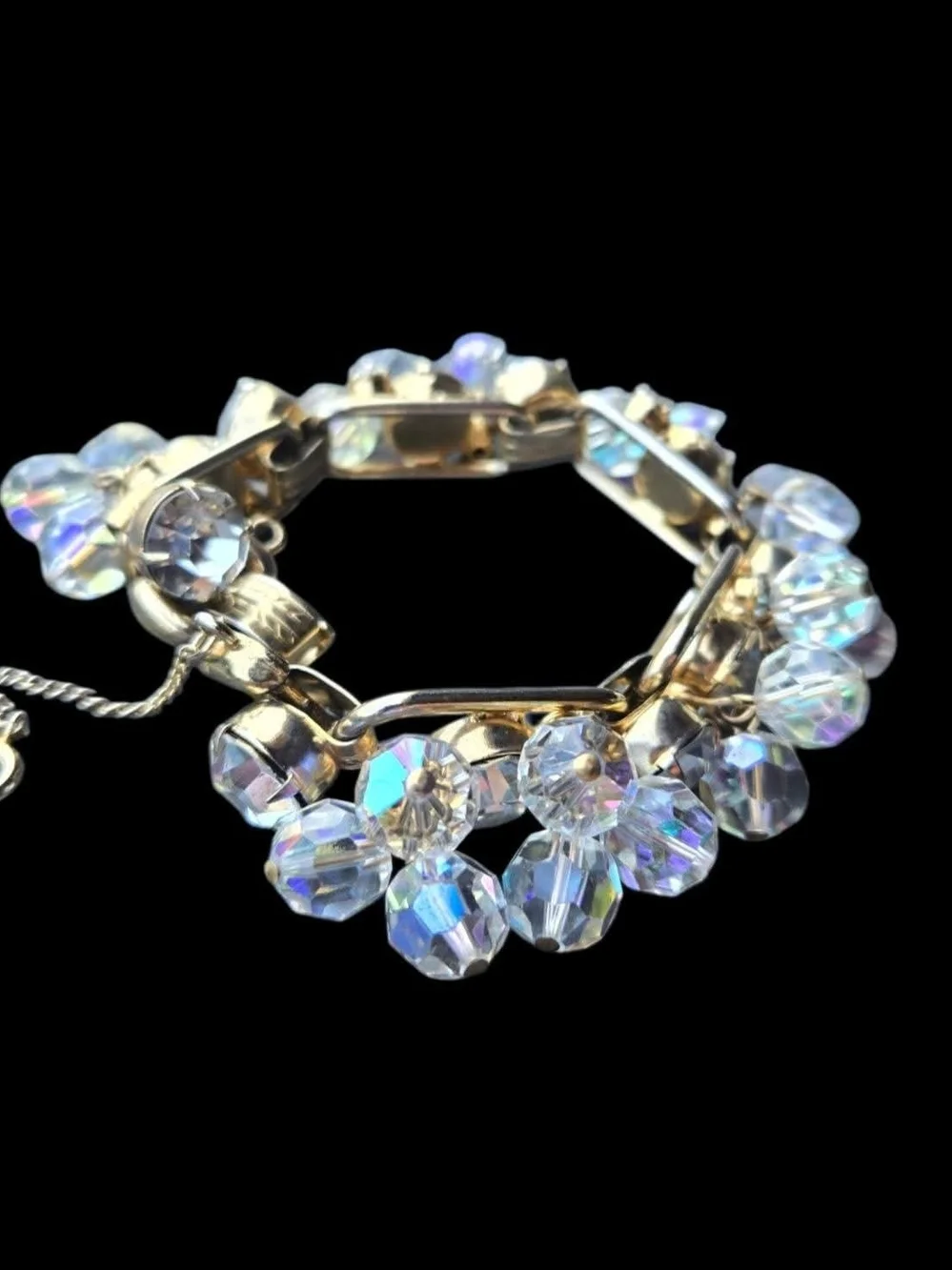 Vtg Juliana D&E Aurora Borealis Cha-Cha Dangle Bracelet #8288 Read Description